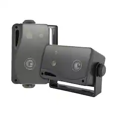 Front. Pyle - Pyle PLMR24B 3.5'' 200 Watt 3-Way Indoor/Outdoor Wall Mount Audio Speakers (Black, Pair) - Black.