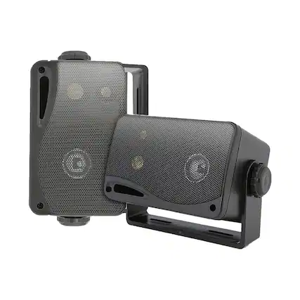 Front. Pyle - Pyle PLMR24B 3.5'' 200 Watt 3-Way Indoor/Outdoor Wall Mount Audio Speakers (Black, Pair) - Black.