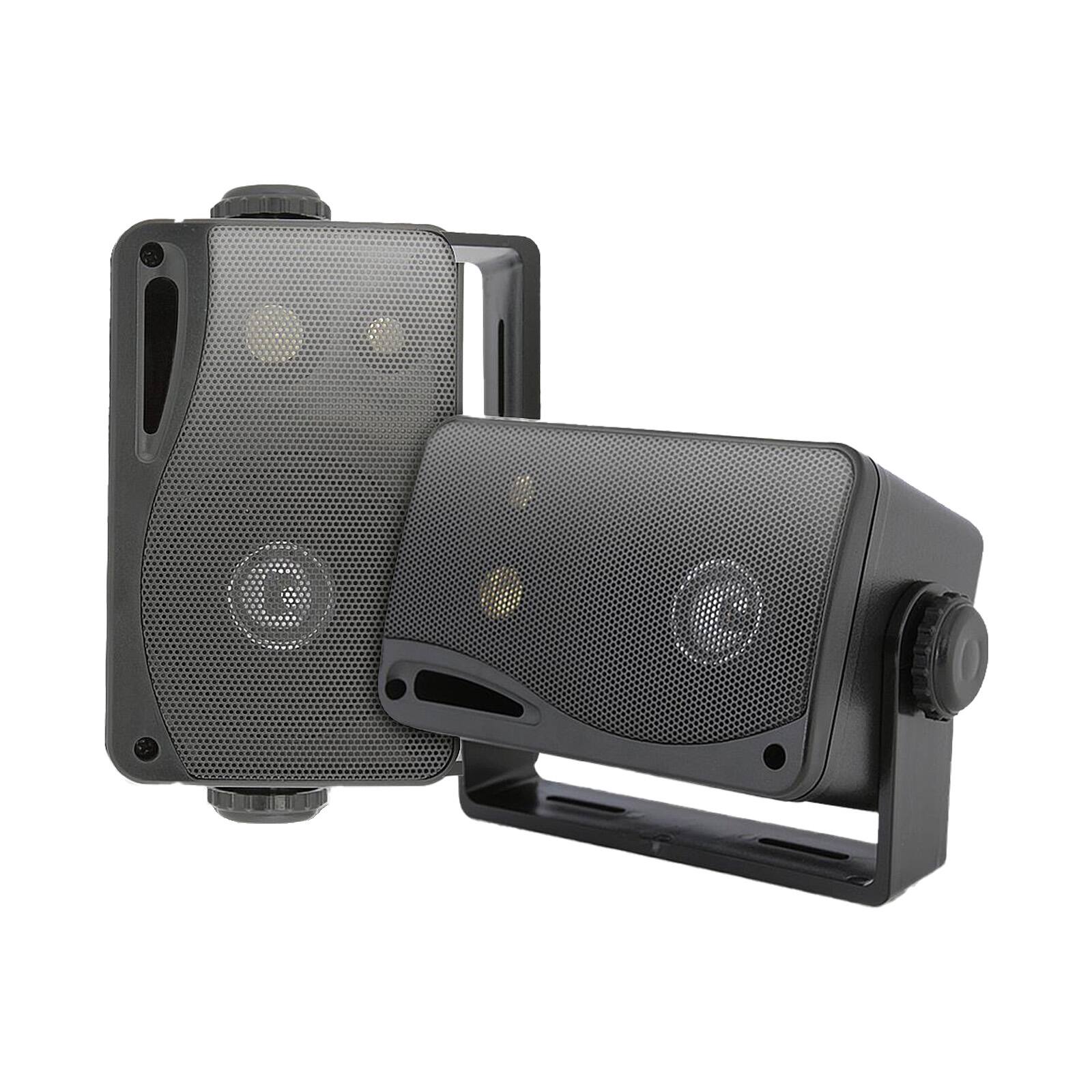 Front. Pyle - Pyle PLMR24B 3.5'' 200 Watt 3-Way Indoor/Outdoor Wall Mount Audio Speakers (Black, Pair) - Black.