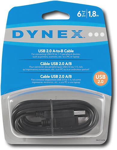Alt View 1. Dynex™ - 6' USB 2.0 A/B Cable - Black.