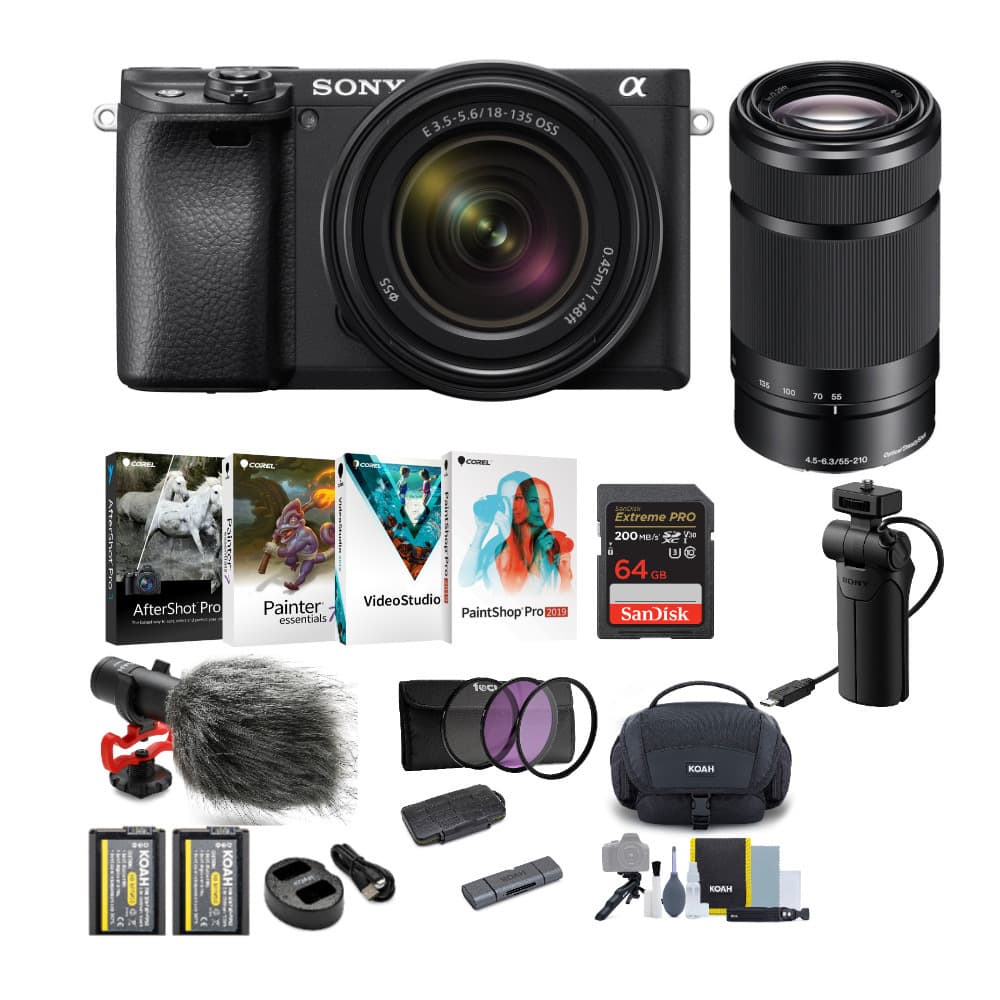 Sony - Alpha a6400 Mirrorless Camera with 18-135mm and 55-210mm Lens Bundle