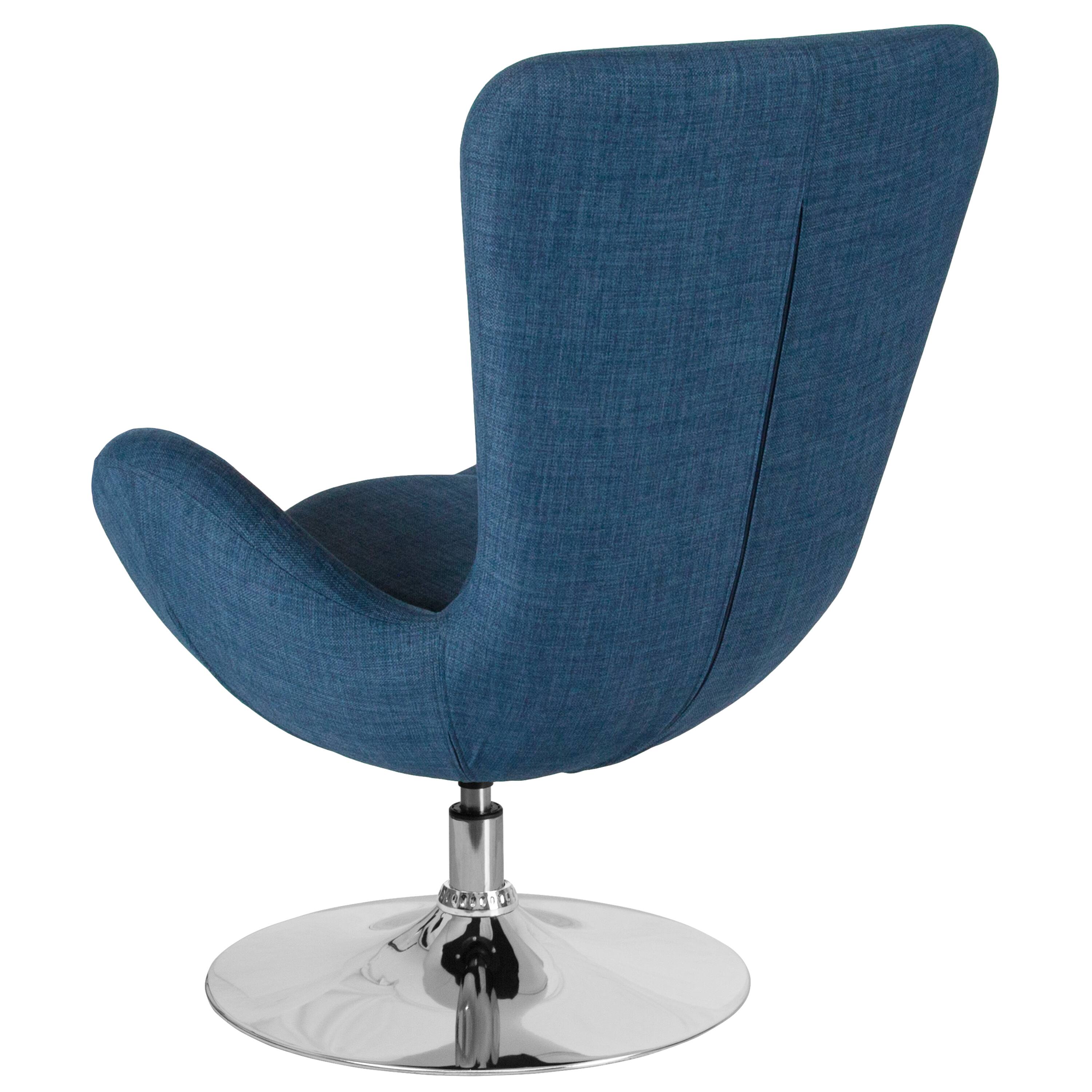 Alt View 5. Emma + Oliver - Swiveling Side Reception Chair with Back Pillow - Blue Fabric.