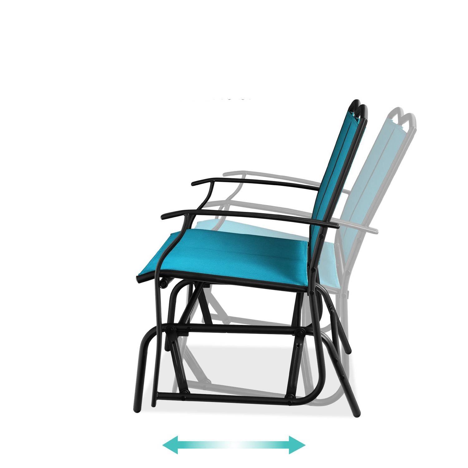 Angle. Hivvago - 2 Seat Mesh Patio Loveseat Swing Glider Rocker with Armrests in Blue - blue.