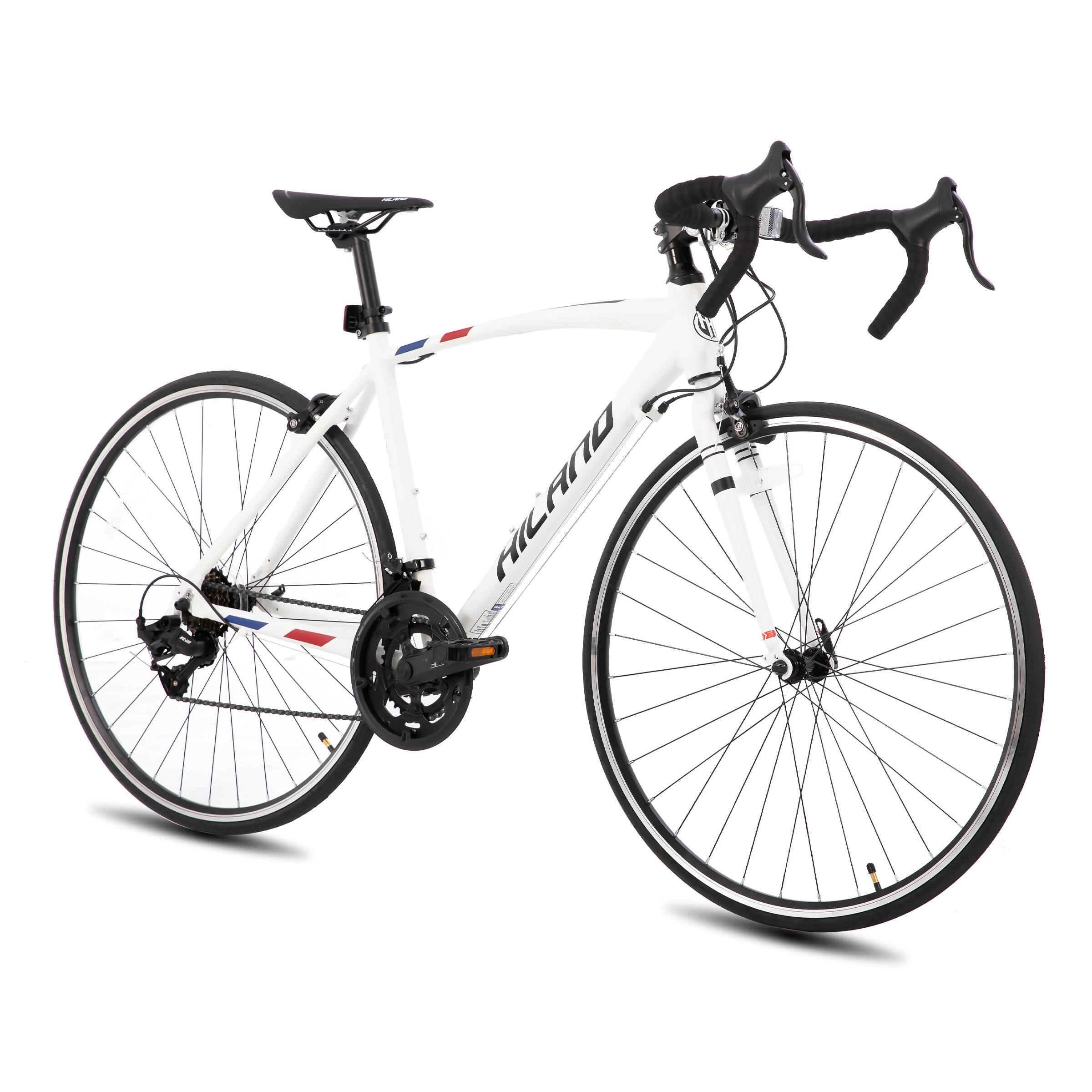 HILAND - Alliance 700c Adult Road Bike for Mens Womens, 14 Speeds Aluminum Frame, Road Bicycle Medium Frame - White