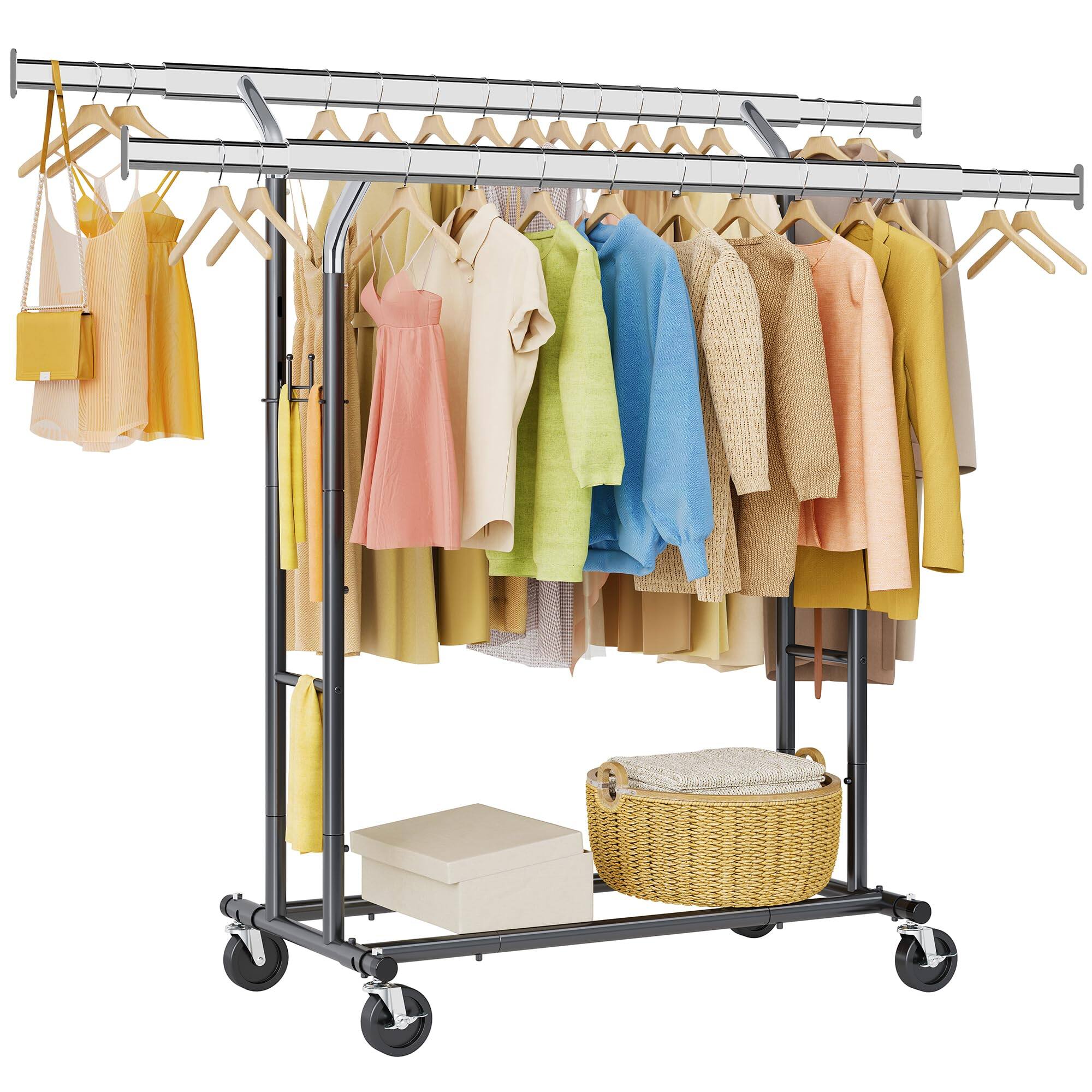 Hirose Alice Tajsoon Clothing Rack Heavy Duty Clothes Rack Load Rolling ...