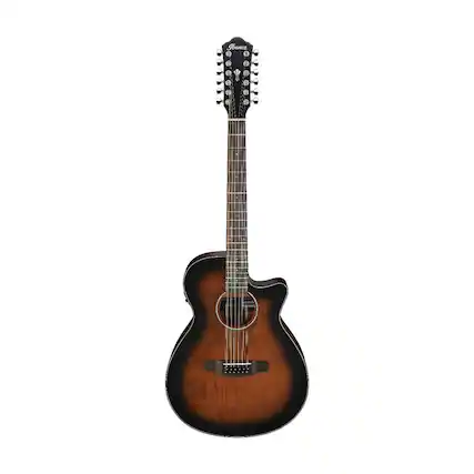 Front. Ibanez - Ibanez AEG 12-String Acoustic-Electric Guitar, Dark Violin Sunburst - Dark Violin Sunburst.