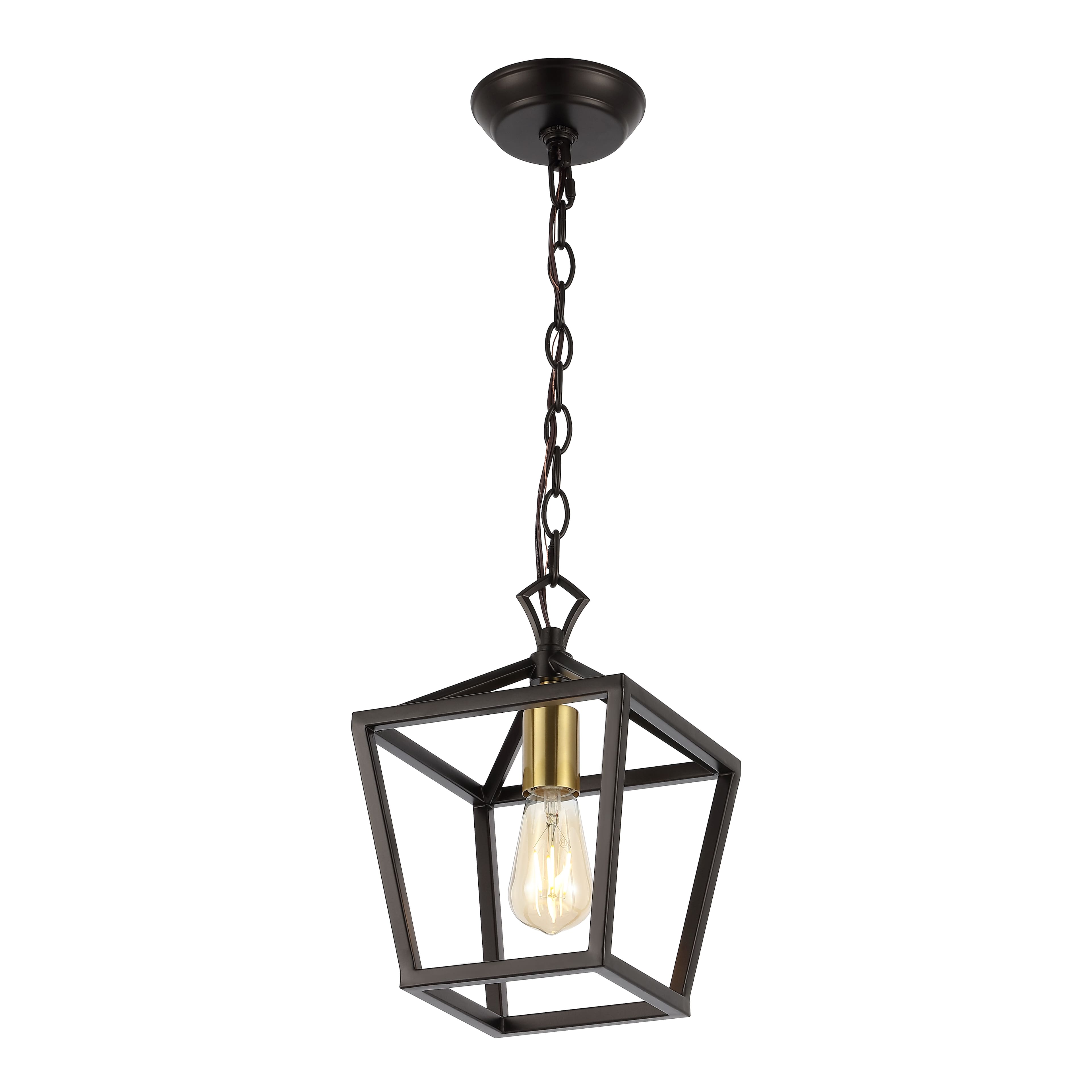 "Jonathan Y - Pagoda 8"" 1-Light Classic Traditional Metal Cage Lantern LED Pendant - Oil Rubbed Bronze/Brass Gold" price history on PriceWatchPro