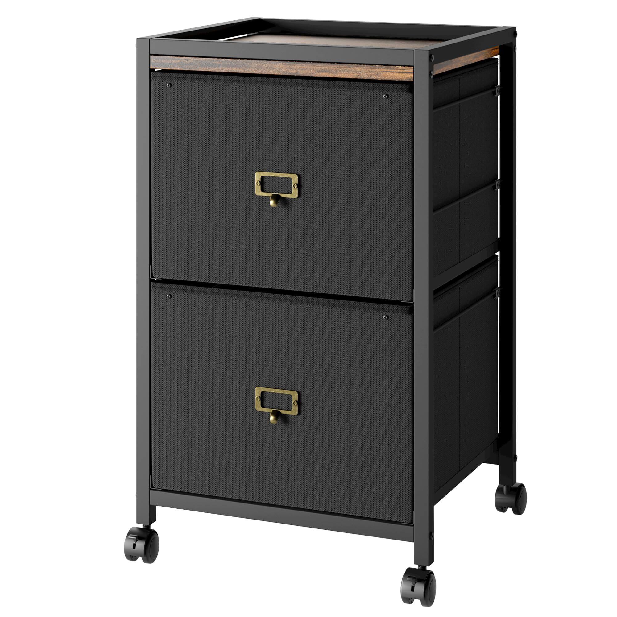 Front. Acekool - Mobile Filing Cabinet for Home Office, 2-Drawer, Under Desk Rolling Filing Organizer - Black.