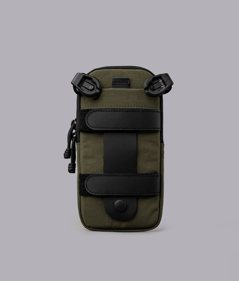 Back. ALPAKA - Men’s Sling Bag & Belt Bag - Slim Crossbody Phone Sling with Card Sleeve and Phone Pocket - Green Axoflux 400D Washed Nylon.