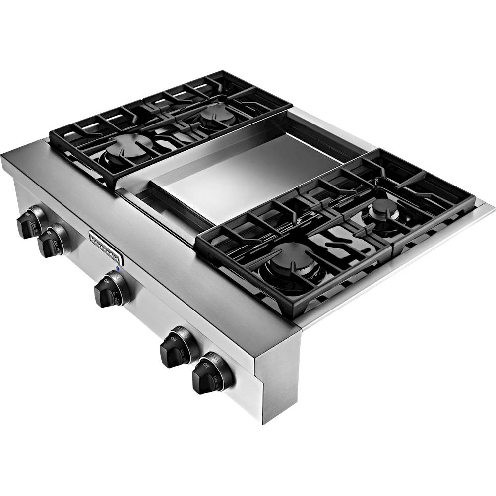 Gas Cooktop With 4 Burners And Griddle, Countertop Gas Stove With Griddle