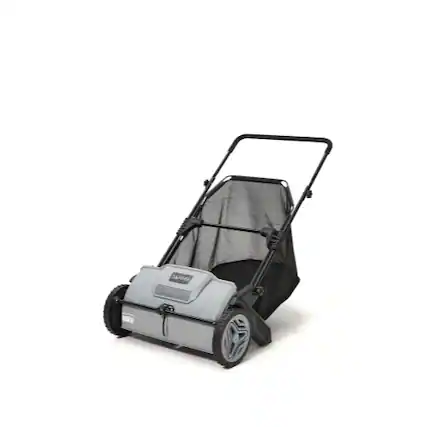 Front. Dapper Supply - 21" Push Lawn Sweeper with 3.5 Cu. Ft. Hopper, Dual Brushes, Rubber Wheels for Grass & Leaf Cleanup - Grey.