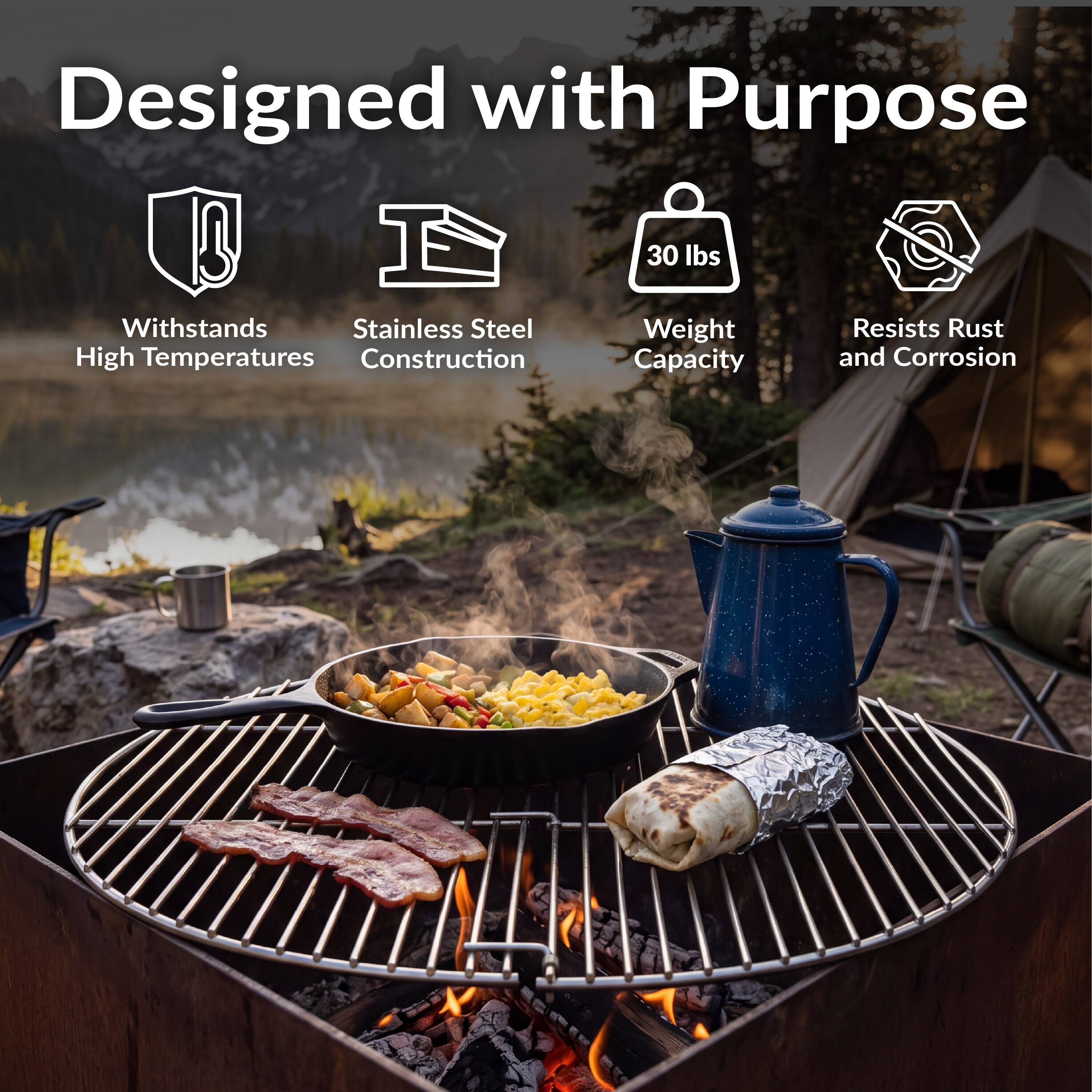 Designed with Purpose  
- Withstands High Temperatures  
- Stainless Steel Construction  
- 30 lbs Weight Capacity  
- Resists Rust and Corrosion
