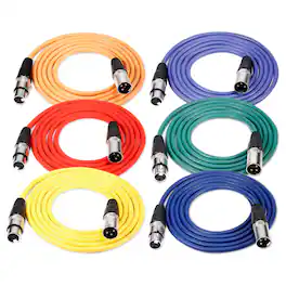 Neewer - 6-Pack 3ft XLR Microphone Cables - Male to Female Snake Cord Set in 6 Colors for Audio Equipment