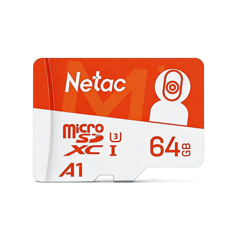 Netac - 64GB MicroSD Card P500 Pro, U3 V30 A1, Up to 100MB/s Read, 4K Video Support for Security Cameras & Dash Cams