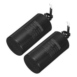Unique Bargains - 2pcs 30uF CBB60 Run Capacitor, AC 450V 2 Wires 50/60Hz Cylinder 50x100mm for Air Compressor, Water Pump - Black