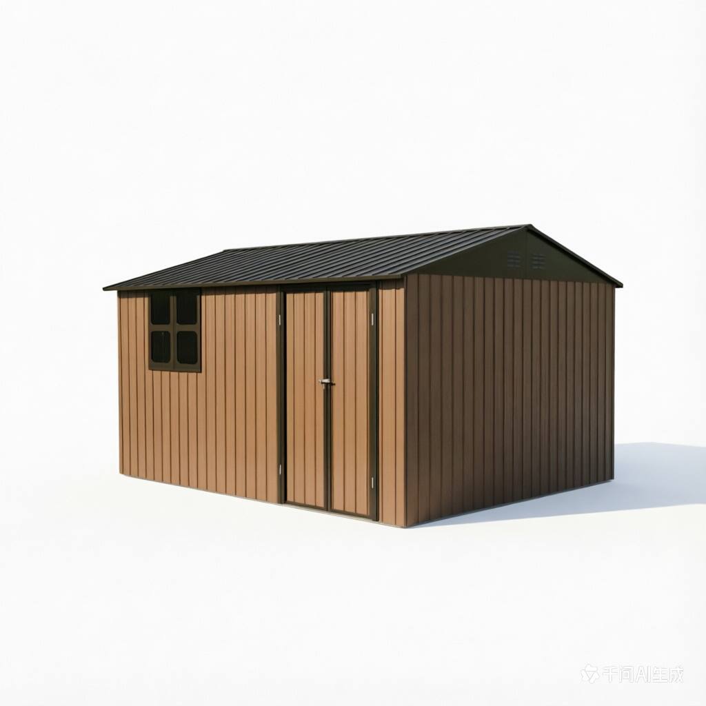 Alt View 10. Loheer - Loheer 12x10 ft Brown Metal Outdoor Storage Shed with Window Shelves and Hinged Door.