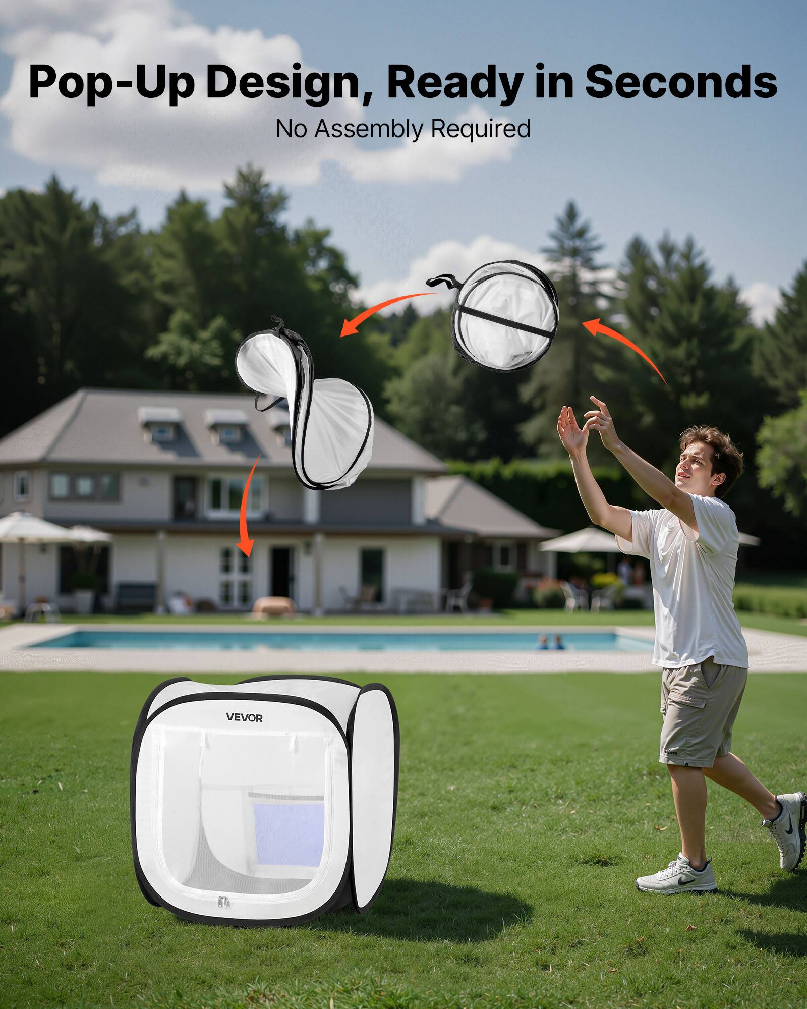 Pop-Up Design, Ready in Seconds  
No Assembly Required