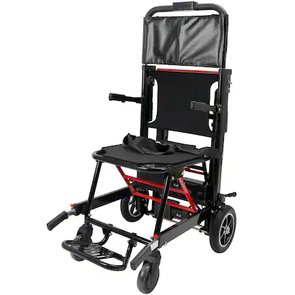 Front. Topteng - Portable Electric Stair Climbing Wheelchair - 350LB Load, Foldable Design, Heavy Duty Assist Track Stair Chair for Adult - Black.