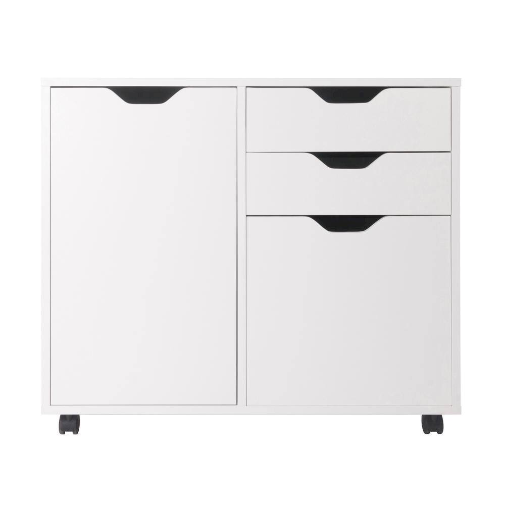 Alt View 2. FurniFact - Composite Wood Home Office Floor Cabinet with Filing Drawer - White.
