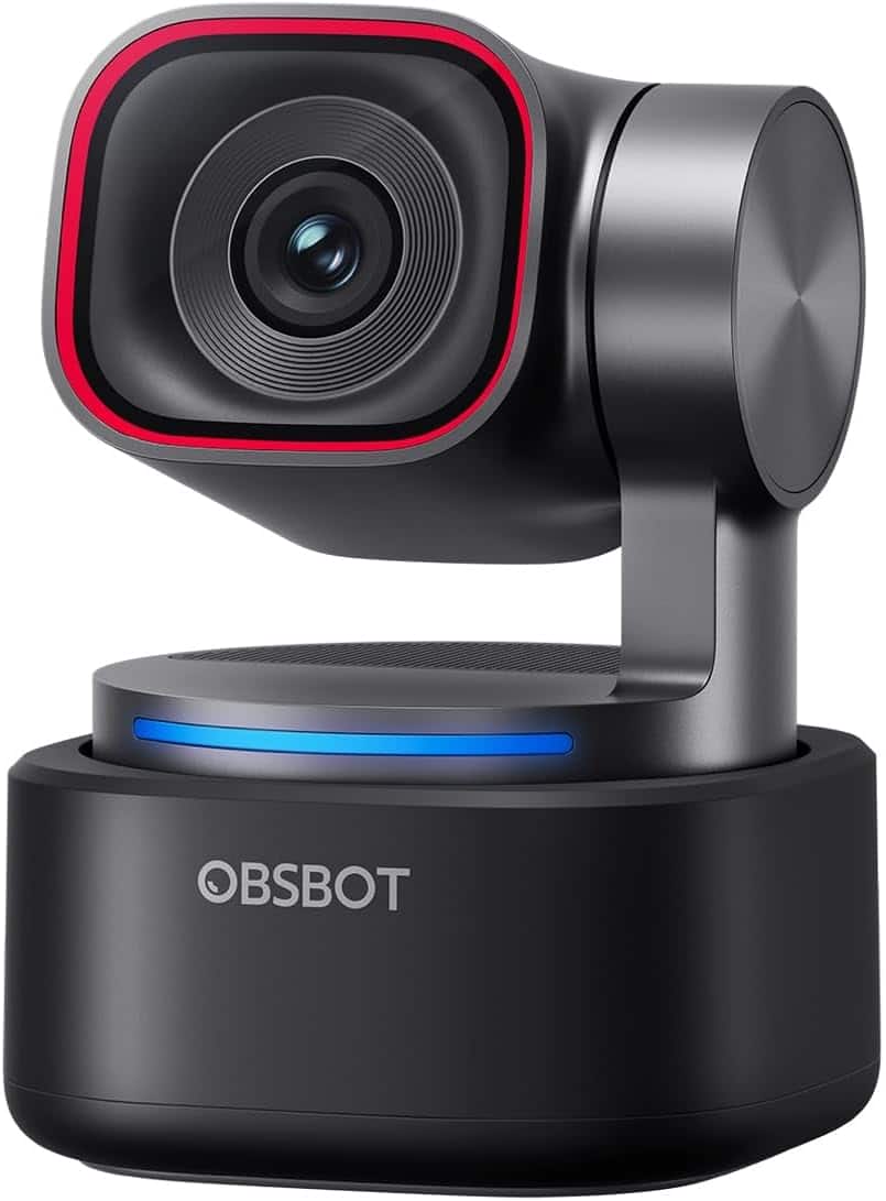 Front. OBSBOT - Tiny 3 AI-Powered 4K PTZ Webcam - Black.