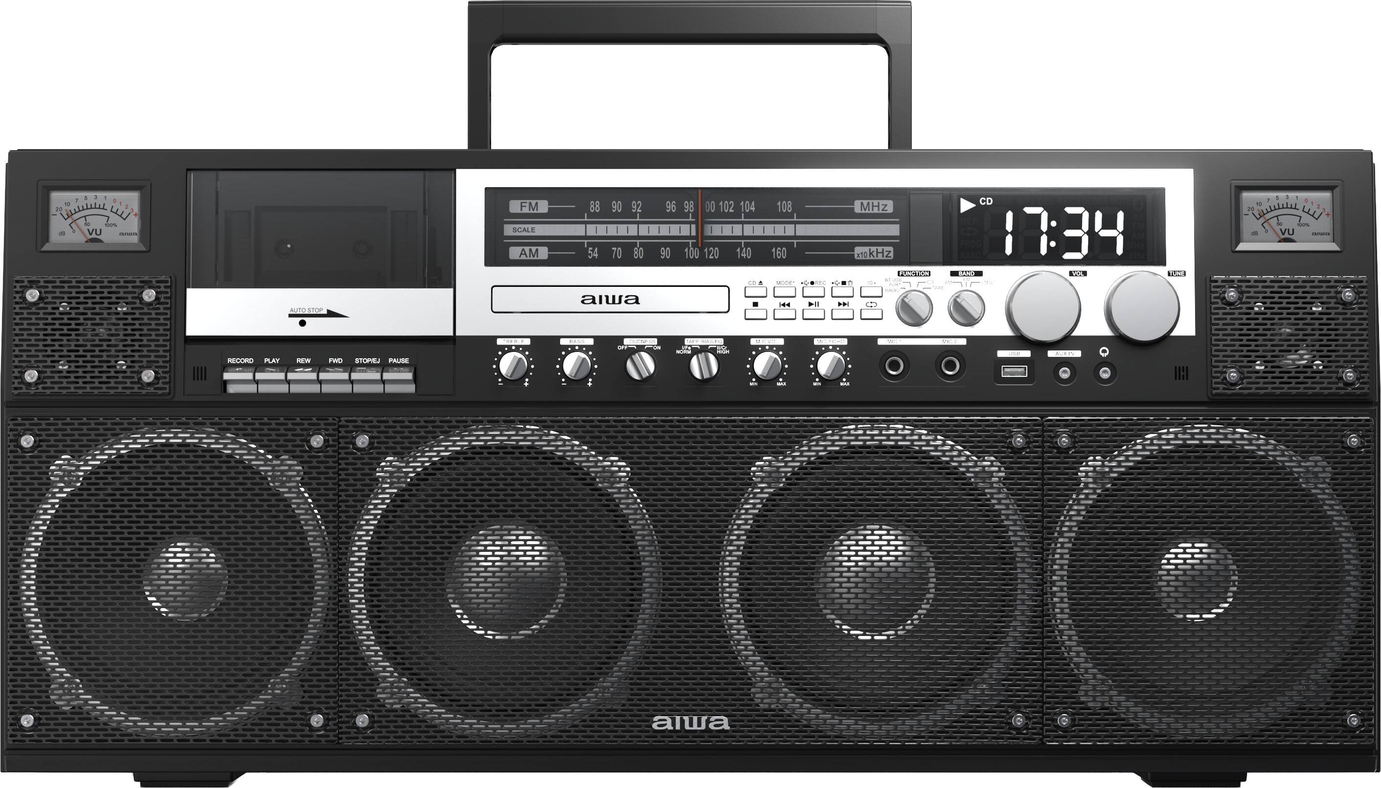 irp an

" - VU 
FM SCALE AM
88 54
90 70
92 80
96 98 00 102 104 I 90 100 120 140
108 160 
REC
MHz kHz REXIKO Milk
CD 17:34 BAND YOU
LEVEVE
16   % SAPE a VU
AUTO STOP
aiwa
.
..
YII
144
THEY
BURGE
NOVE
RECORD PLAY
NEW
FWB STOP/PAUSE
-
-
alwa
