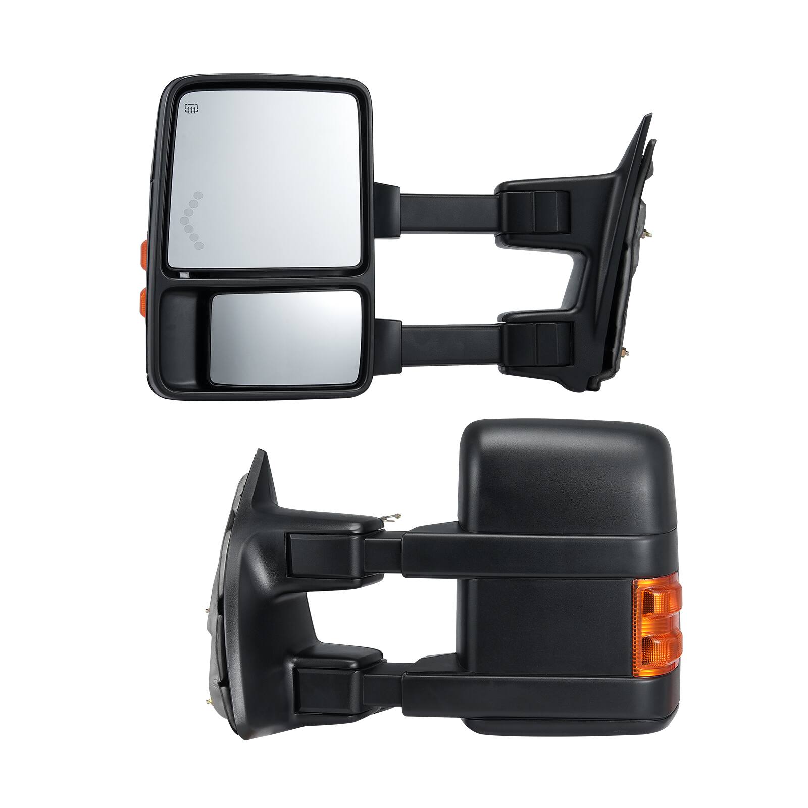 Alt View 4. VEVOR - Towing Mirrors, Left & Right Pair Set for 1999-2007 Ford F250 F350 F450 F550, Power Heated with Signal Light - Black.