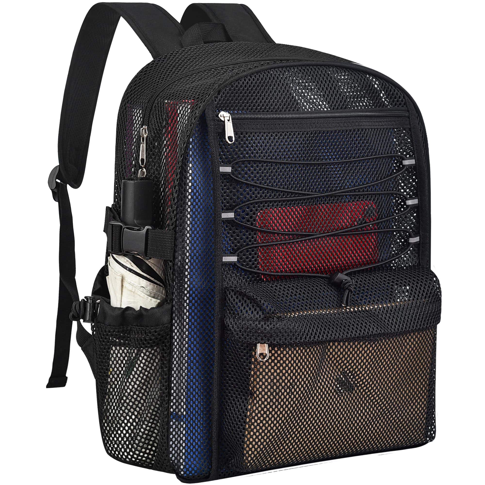 Pacoar Cade - Heavy Duty Mesh Backpacks For School Black Book Bags And With Adjustable Straps Fitness Sports Swimming (xl) - 23L