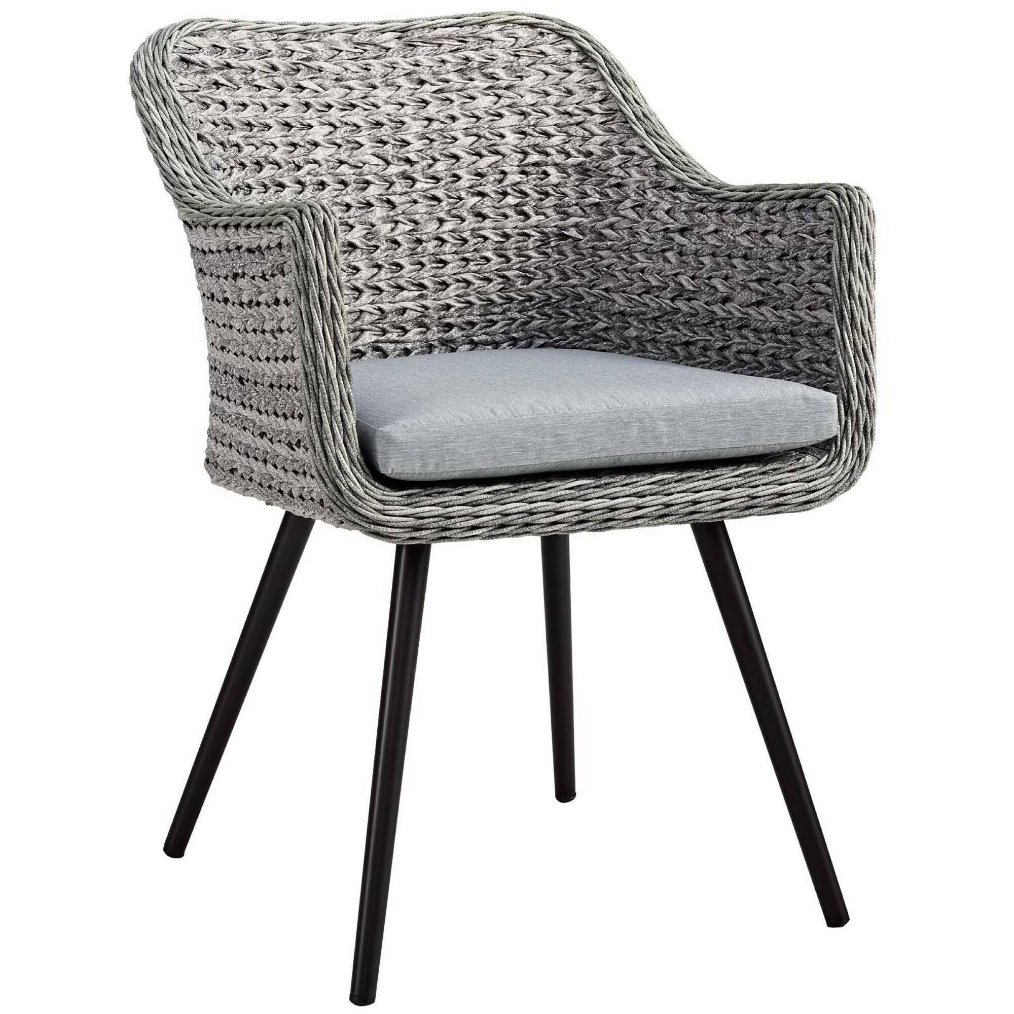 Angle. Modway - Endeavor Outdoor Patio Wicker Rattan Dining Armchair by Modway - Gray Gray.