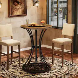 Tribesigns - 23.62" Round Dining Table, Bar Height Kitchen Table for 2, Dining Room Stand for Living Rooms, Restaurant, Bars, or Cafe - Brown