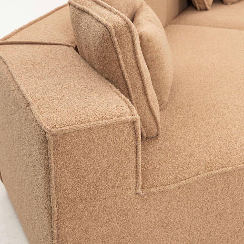Angle. Kadyn - 181" Extra Large Teddy Sherpa Sofa - Full-Foam Couch with 9 Pillows, Flexible Layout for Living Rooms - Brown.