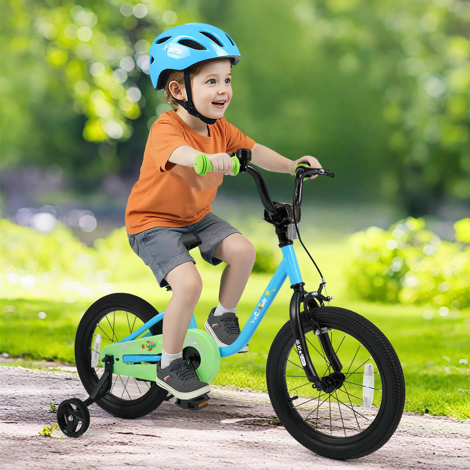 Alt View 1. Costway - Costway 16-Inch Kids Bicycle with Adjustable Seat Front Handbrake & Coaster Brake - Navy,Green.
