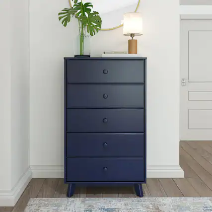 Front. Plank+Beam - Plank+Beam Classic 5-Drawer Dresser, Blue - Blue.