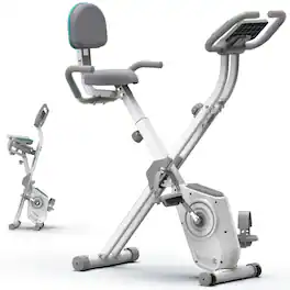 HARISON - Folding Exercise Bike 350 LBS Capacity, 5 in 1 Bluetooth Stationary Bikes for Home (BBX3L) - White