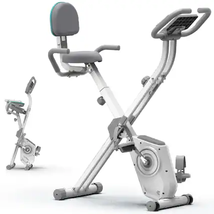 Front. HARISON - HARISON Folding Exercise Bike with resistance bands 350 LB, 5in1 Magnetic Stationary Bike with Bluetooth-BBX3LW - white.