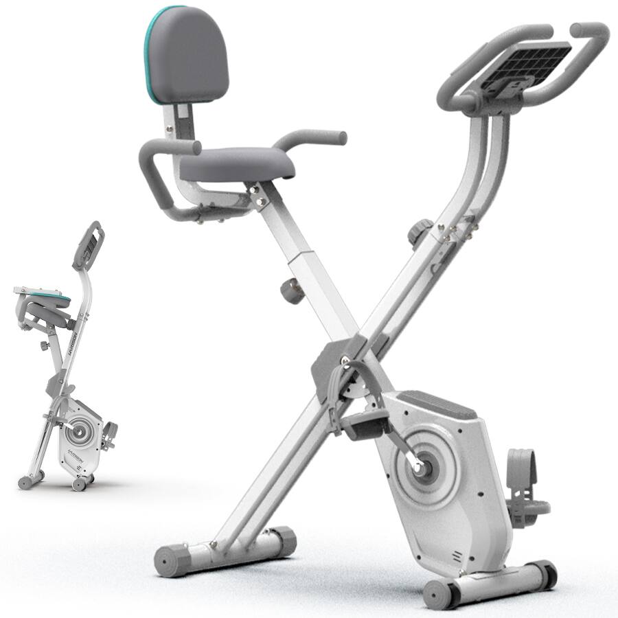 HARISON - Folding Exercise Bike 350 LBS Capacity, 5 in 1 Bluetooth Stationary Bikes for Home (BBX3L) - White