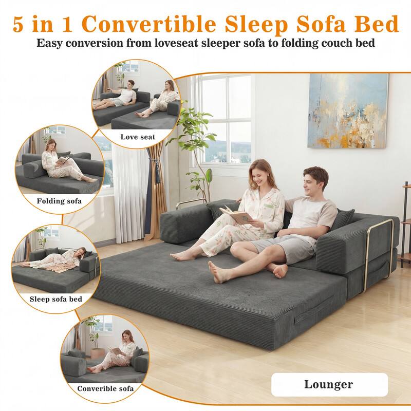 5 in 1 Convertible Sleep Sofa Bed  
Easy conversion from loveseat sleeper sofa to folding couch bed  

- Love seat  
- Folding sofa  
- Sleep sofa bed  
- Convertible sofa  
- Lounger