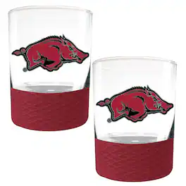 Great American Products - Arkansas Razorbacks 2-Pack 14oz. Rocks Glass Set with Silcone Grip - Maroon