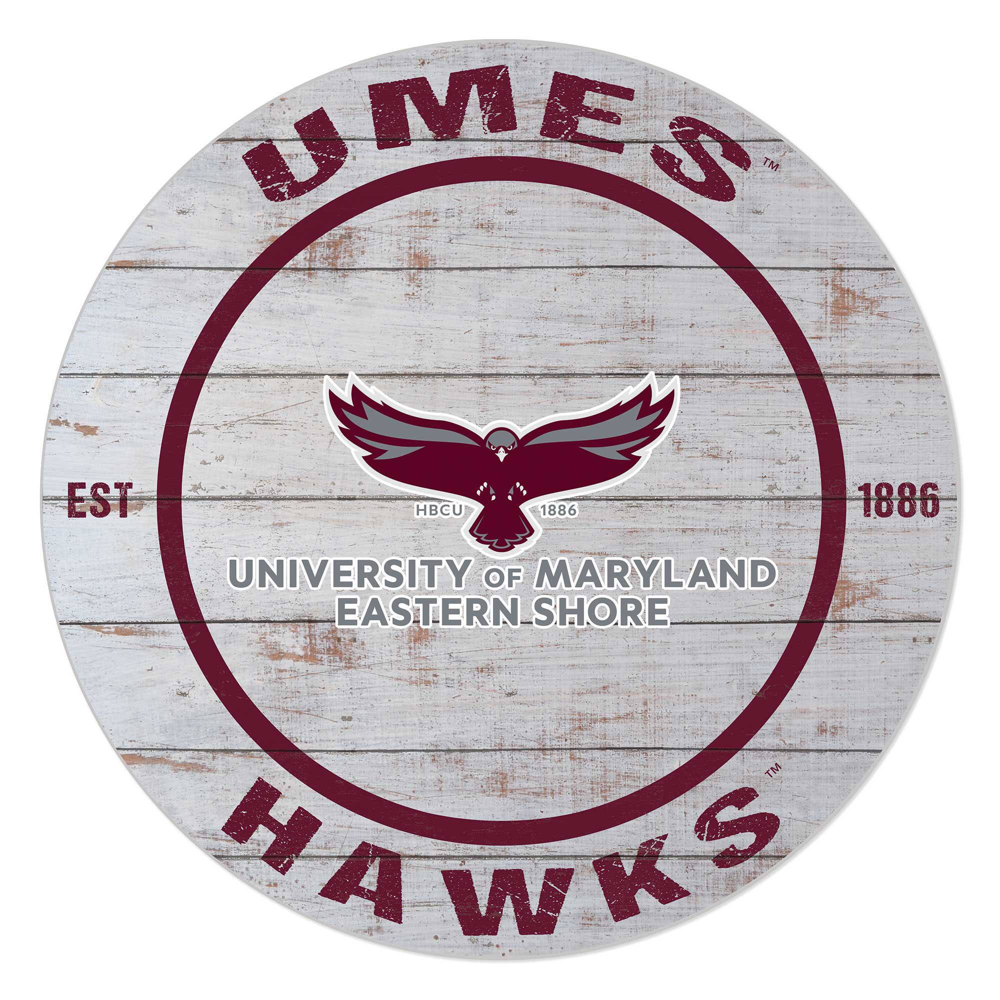 Maryland Eastern Shore Hawks 20" Indoor/Outdoor Weathered Circle Sign