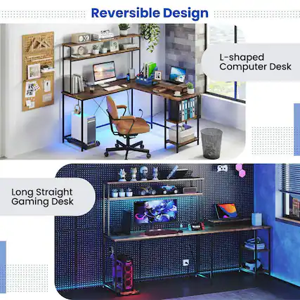 Reversible Design
L-shaped Computer Desk
Long Straight Gaming Desk