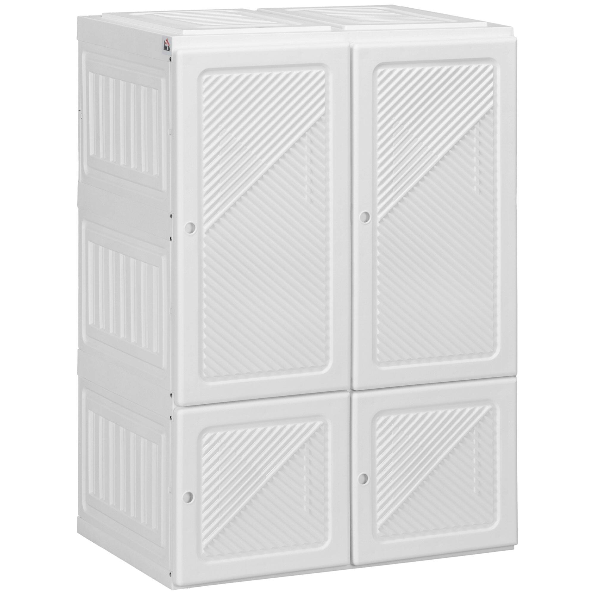 Homcom - Portable Wardrobe Closet, Folding Clothes Storage Organizer with 6 Cube Compartments, 4 Magnet Doors - White