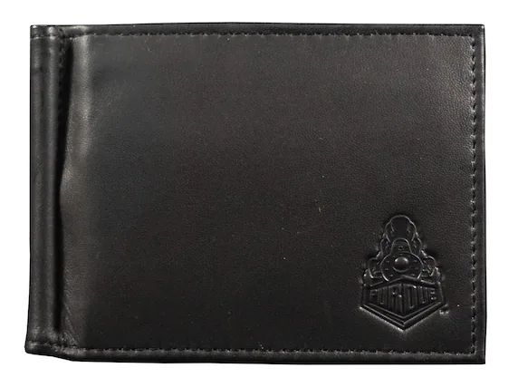 Front. Rico Industries - Purdue Boilermakers Genuine Black Leather Money Clip Wallet RFID Blocking - Multi.