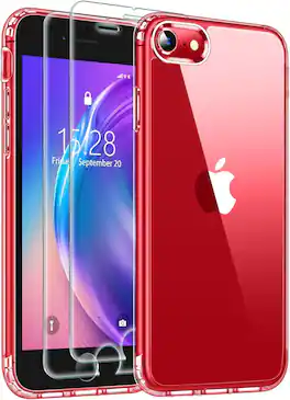 Entronix - Complete Protection Bundle for iPhone 8, 7, SE - Case & 2 Screen Protectors - Clear