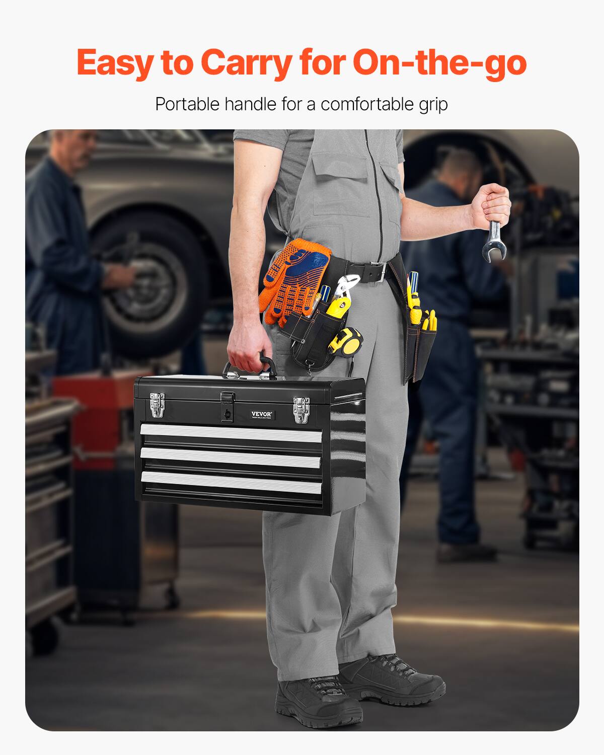 Easy to Carry for On-the-go  
Portable handle for a comfortable grip