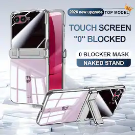 Dteck - Shockproof Case for Motorola Razr Ultra (2026) with Central Kickstand, Hard PC Protective Cover Built-in Glass Screen - D
