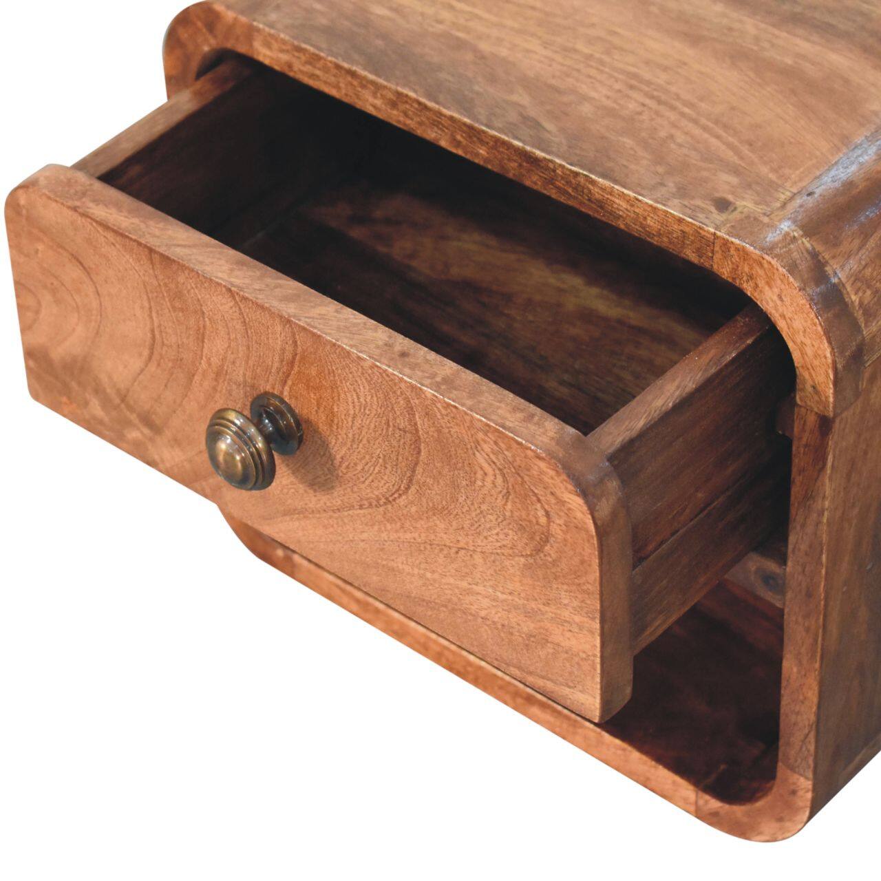 Alt View 2. Artisan Furniture - Artisan Furniture Solid Wood Mini Honey Caramel Wall Mounted Bedside with Open Slot, 1 Drawer, Brown - Brown.