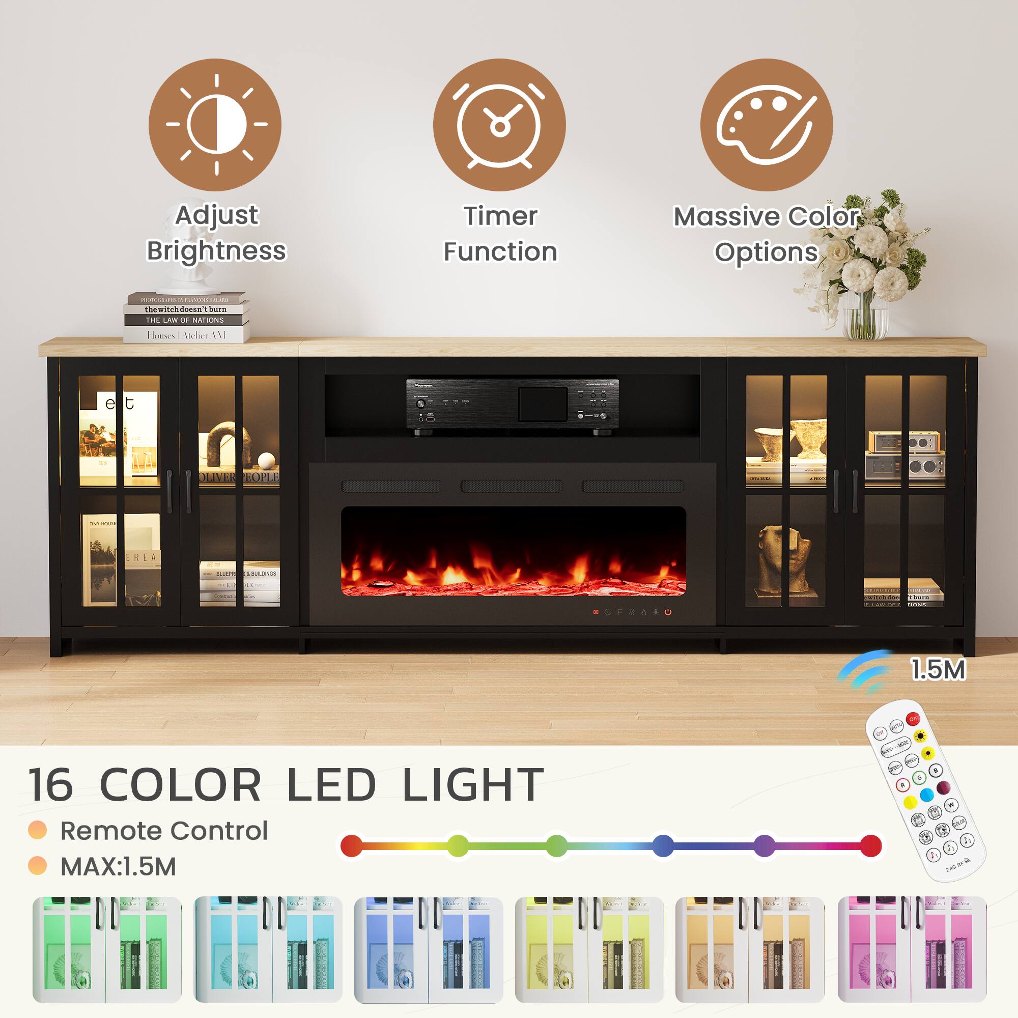 Adjust Brightness Timer Function Massive Color Options

16 COLOR LED LIGHT
- Remote Control
- MAX:1.5M