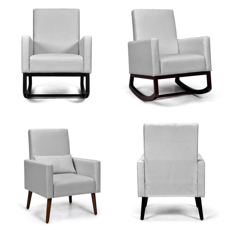 Alt View 2. Kadyn - Rocking Chair Nursery Glider Comfy Rocker Nursery Chair 2in1 Fabric Upholstered Rocking Chair with PillowLight Gray - Gray.