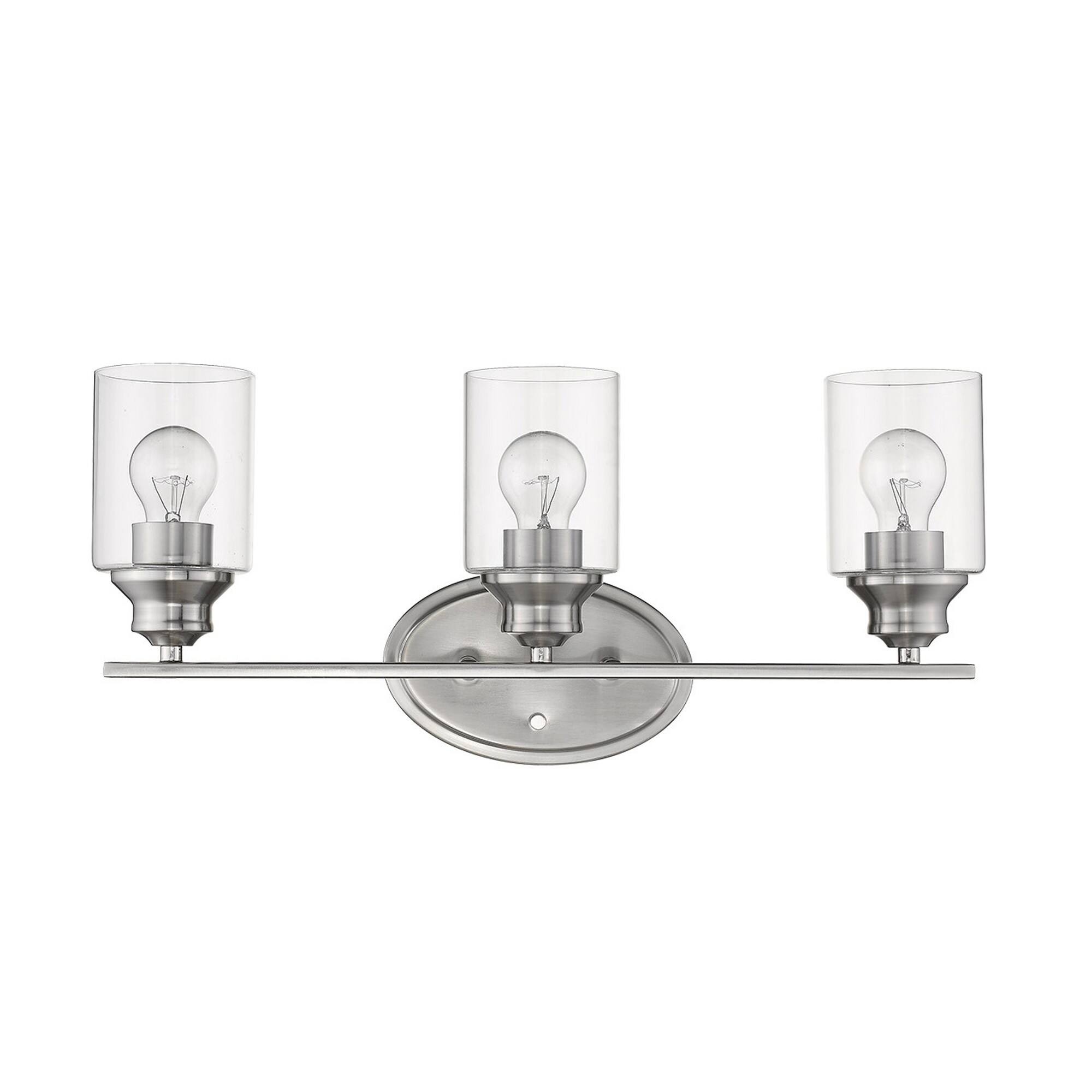 Alt View 1. Hivvago - Hivvago Three Light Silver Wall Light with Clear Glass Shade - Silver.