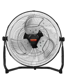 VEVOR - Floor Fan, 3 Speeds High Velocity Heavy Duty 14 Inch Industrial Fan, 2560 CFM 360° Adjustable Tilt 19.69 ft/sec Airflow - Black