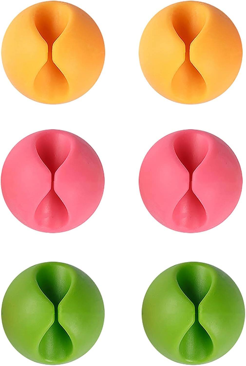 Front. THIRSTY TURTLE - Adhesive Desk Cable Clips (6‑Pack) – Nylon, Cord Organizer, Multicolor.